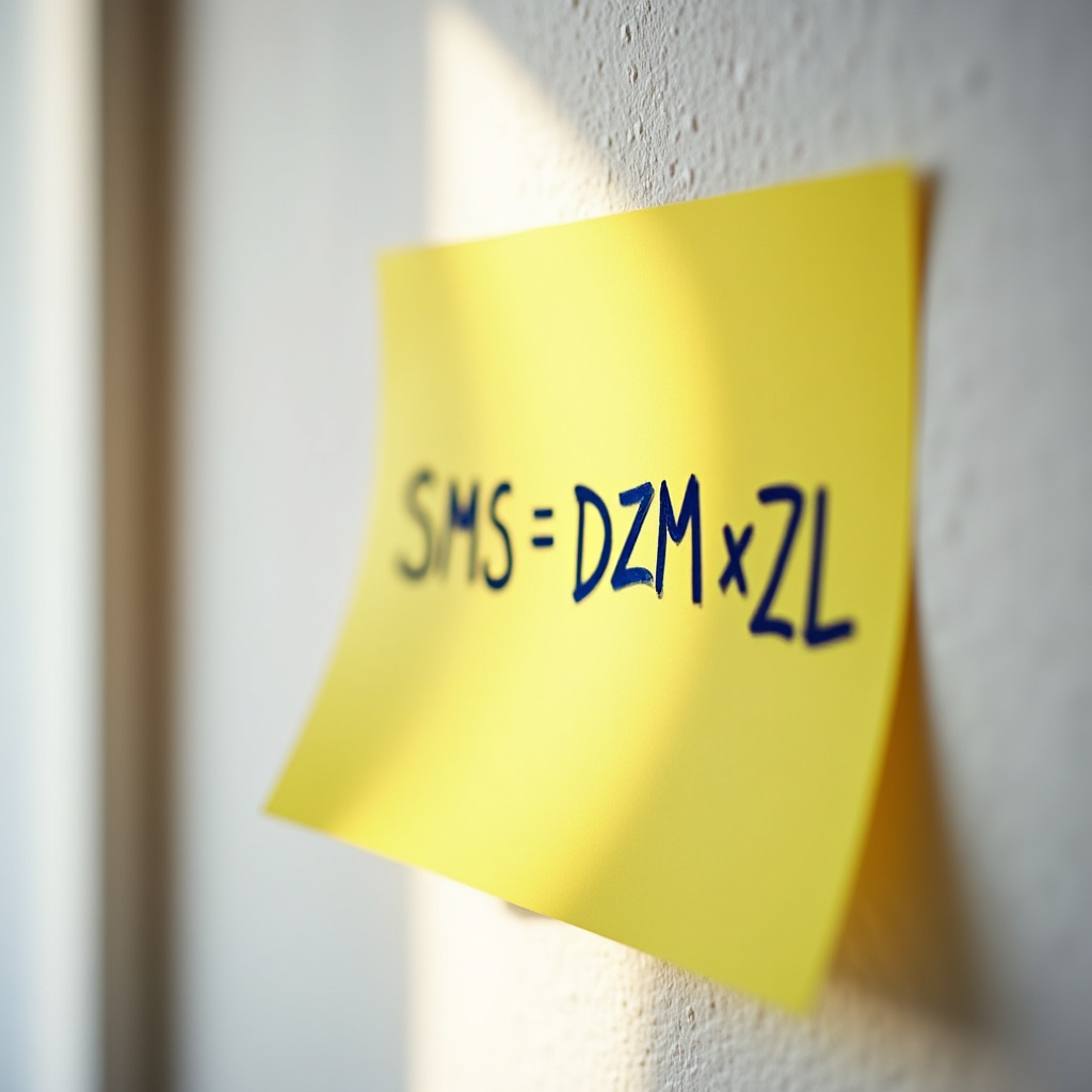 Formulă pentru calculul stocului minim scrisă pe un Post-it